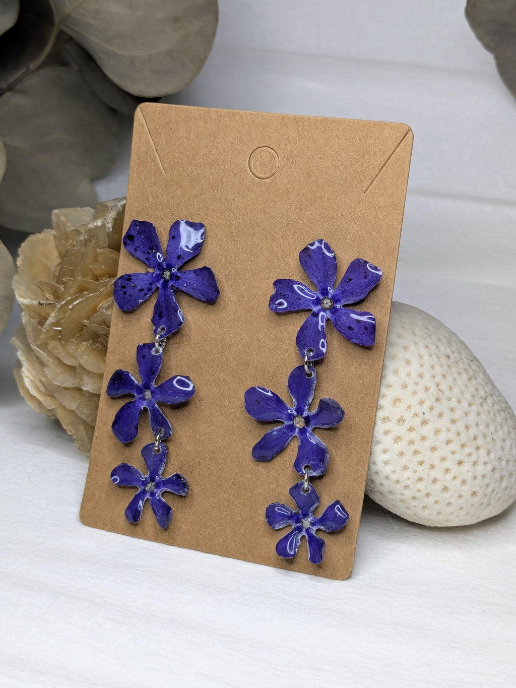 Boucles d'oreilles tombantes Pervenches