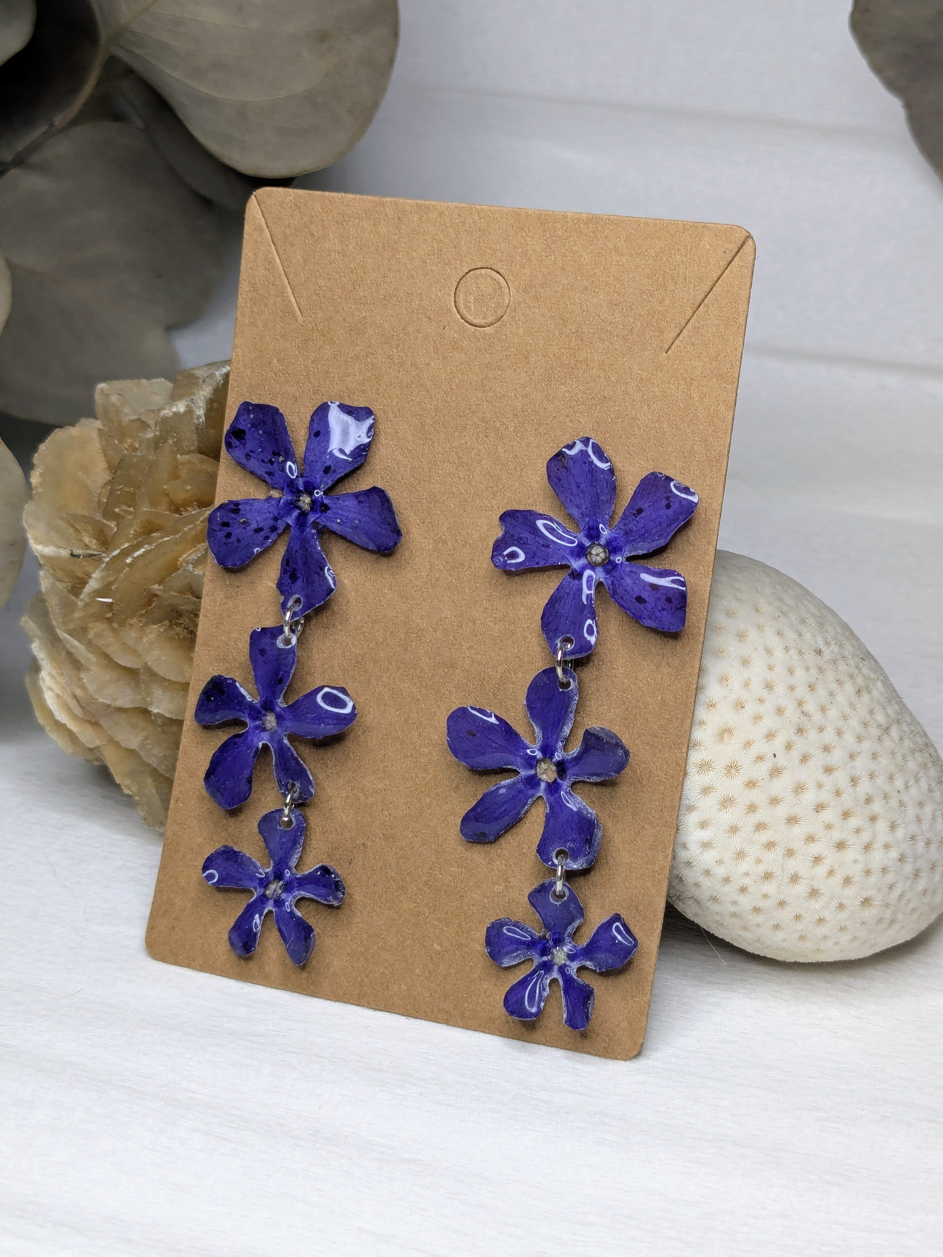 Boucles d'oreilles tombantes Pervenches