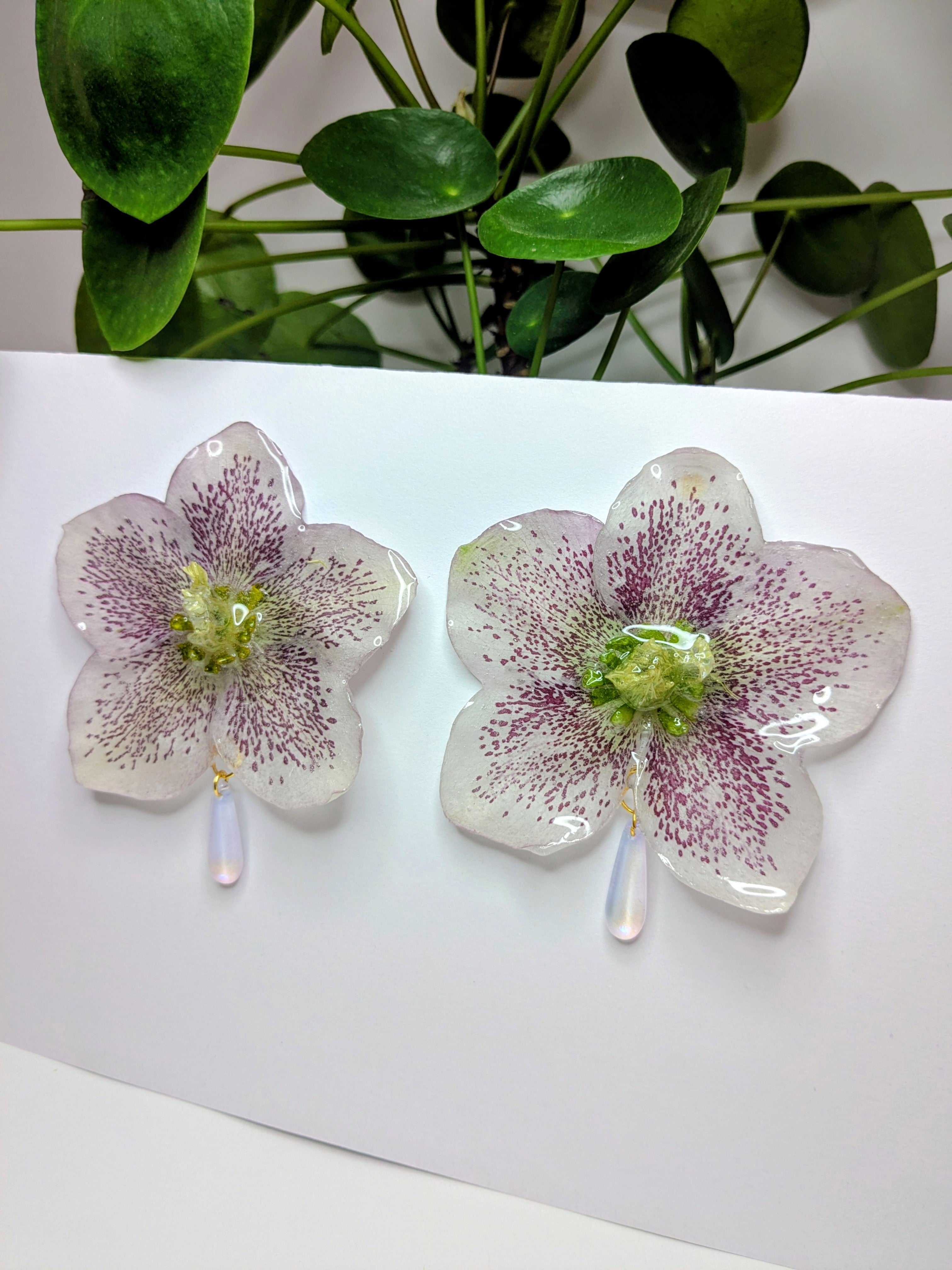 Boucles d'oreilles Hellébores XXL