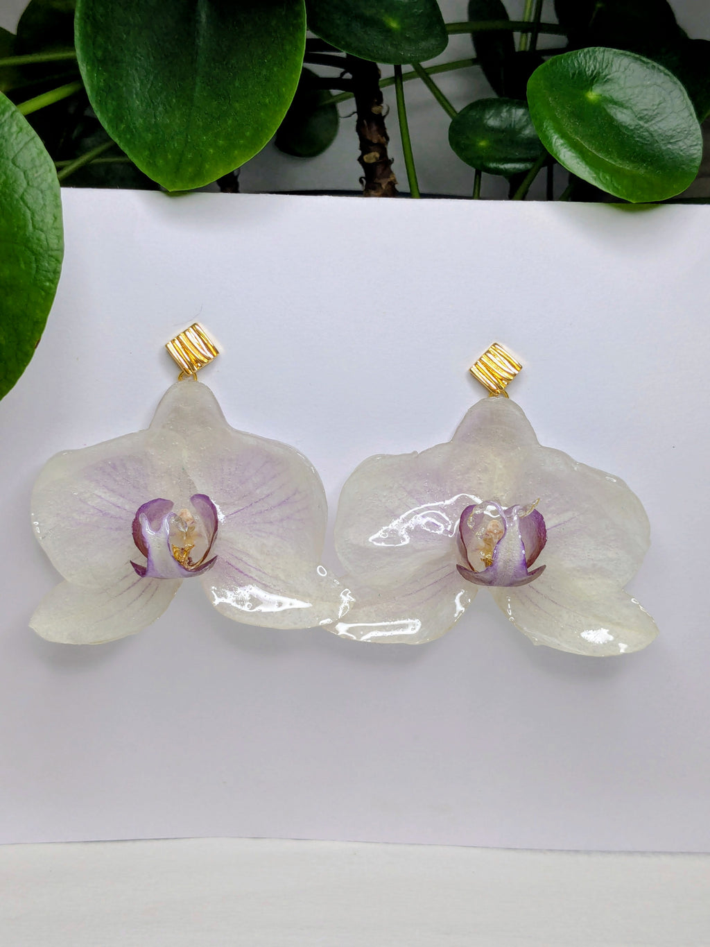 Boucles d'oreilles Orchidées plaqué or