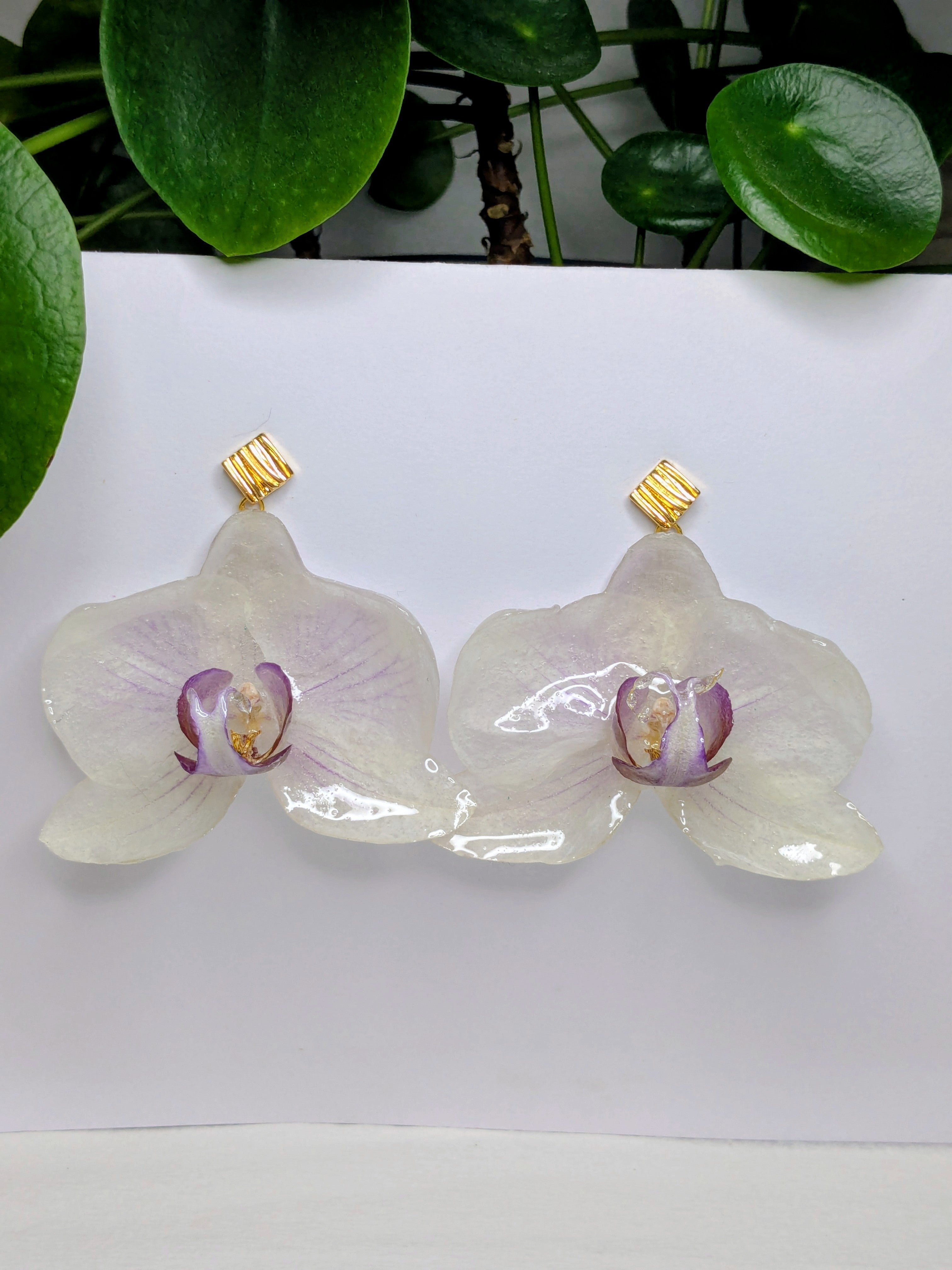 Boucles d'oreilles Orchidées plaqué or