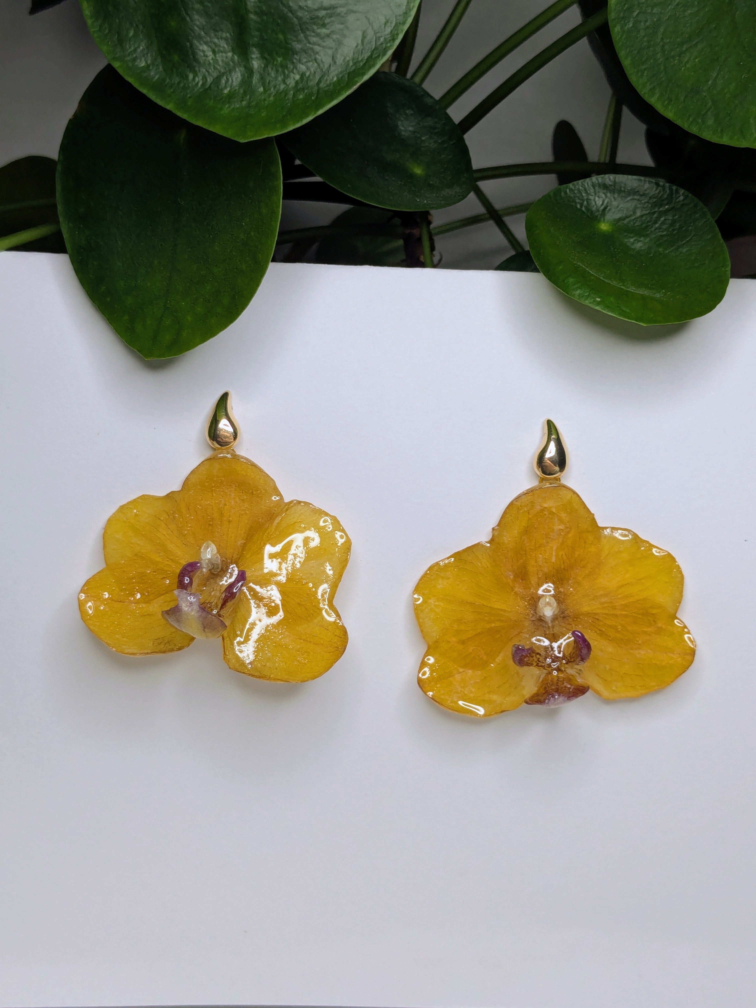 Boucles d'oreilles Orchidées plaqué or