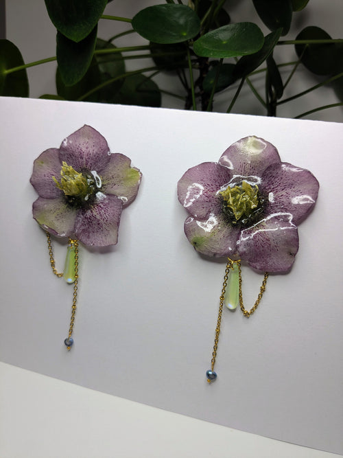 .Boucles d'oreilles Hellébores