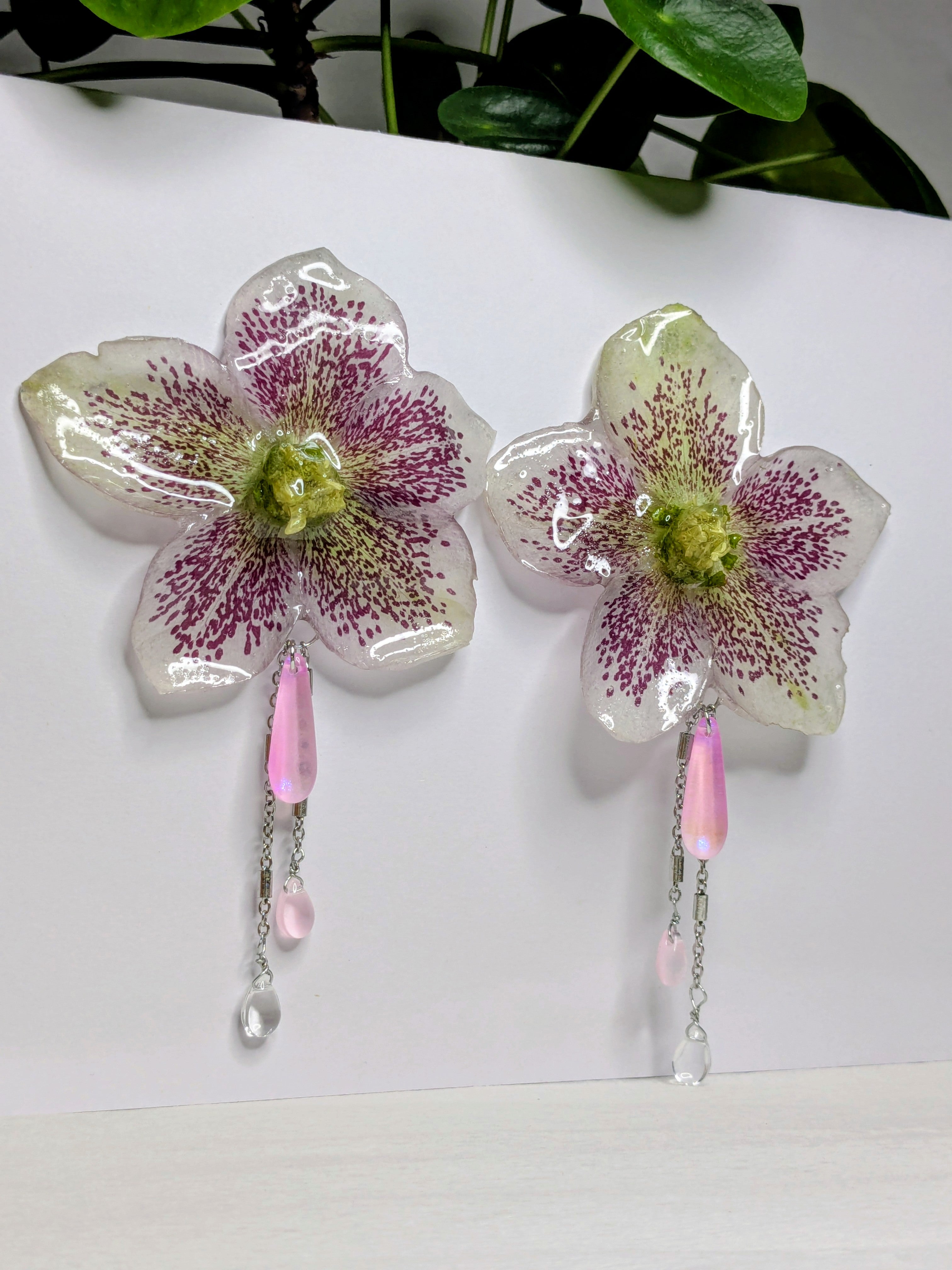 Boucles d'oreilles Hellébore XXL