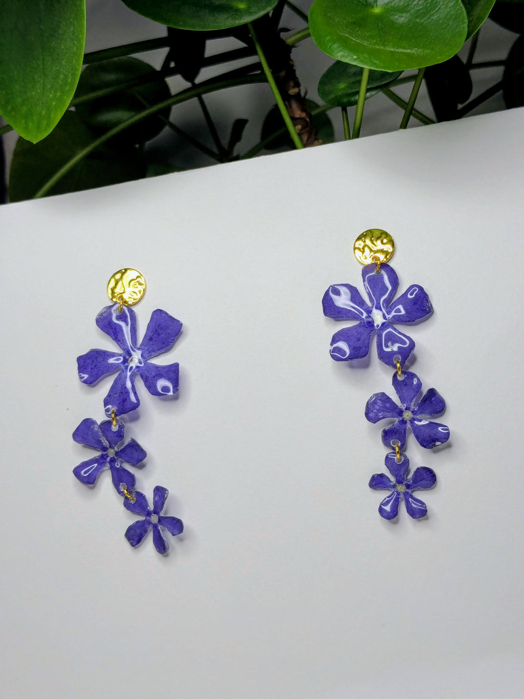 Boucles d'oreilles tombantes Pervenches
