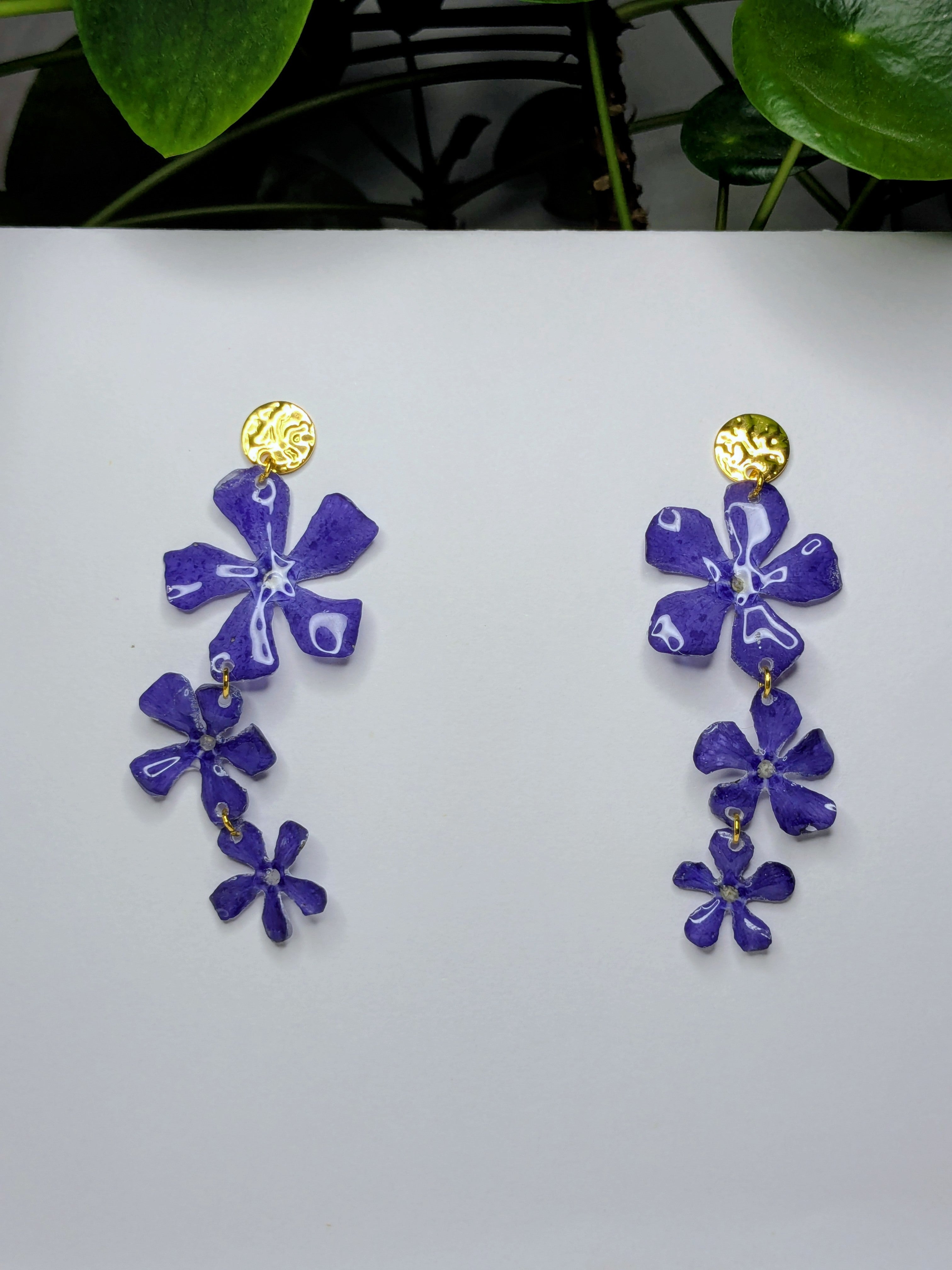 Boucles d'oreilles tombantes Pervenches