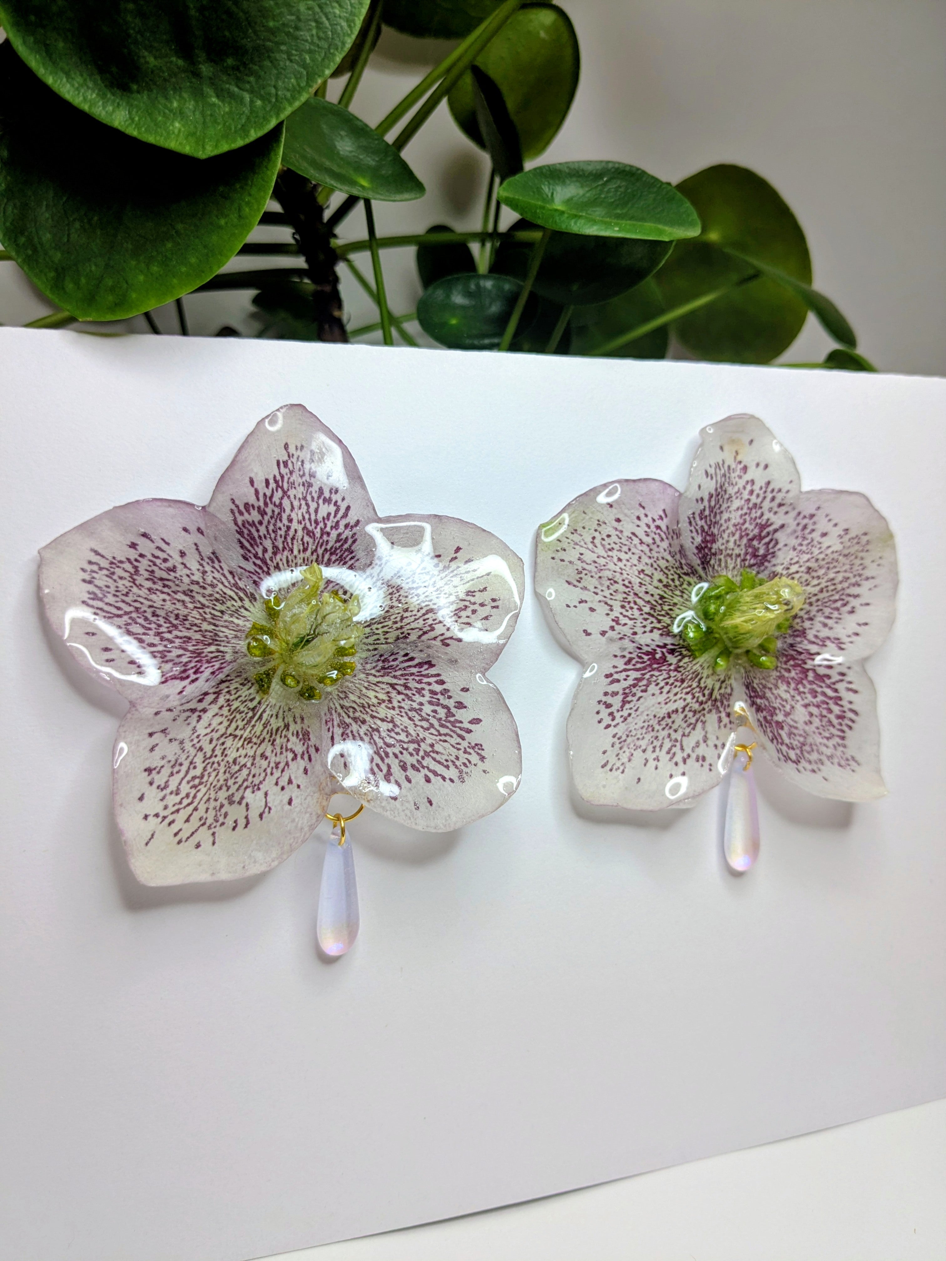 Boucles d'oreilles Hellébores XXL