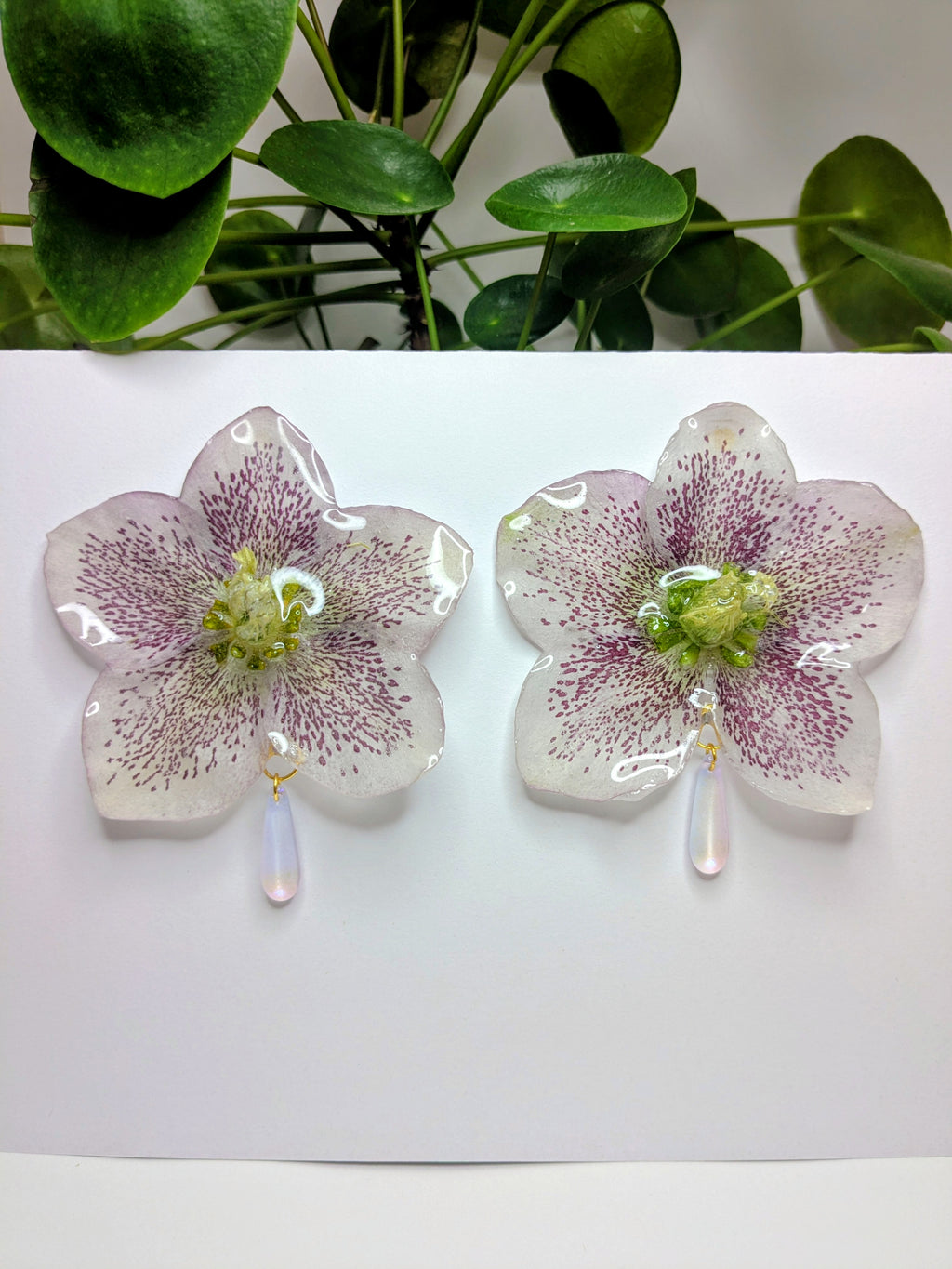 Boucles d'oreilles Hellébores XXL