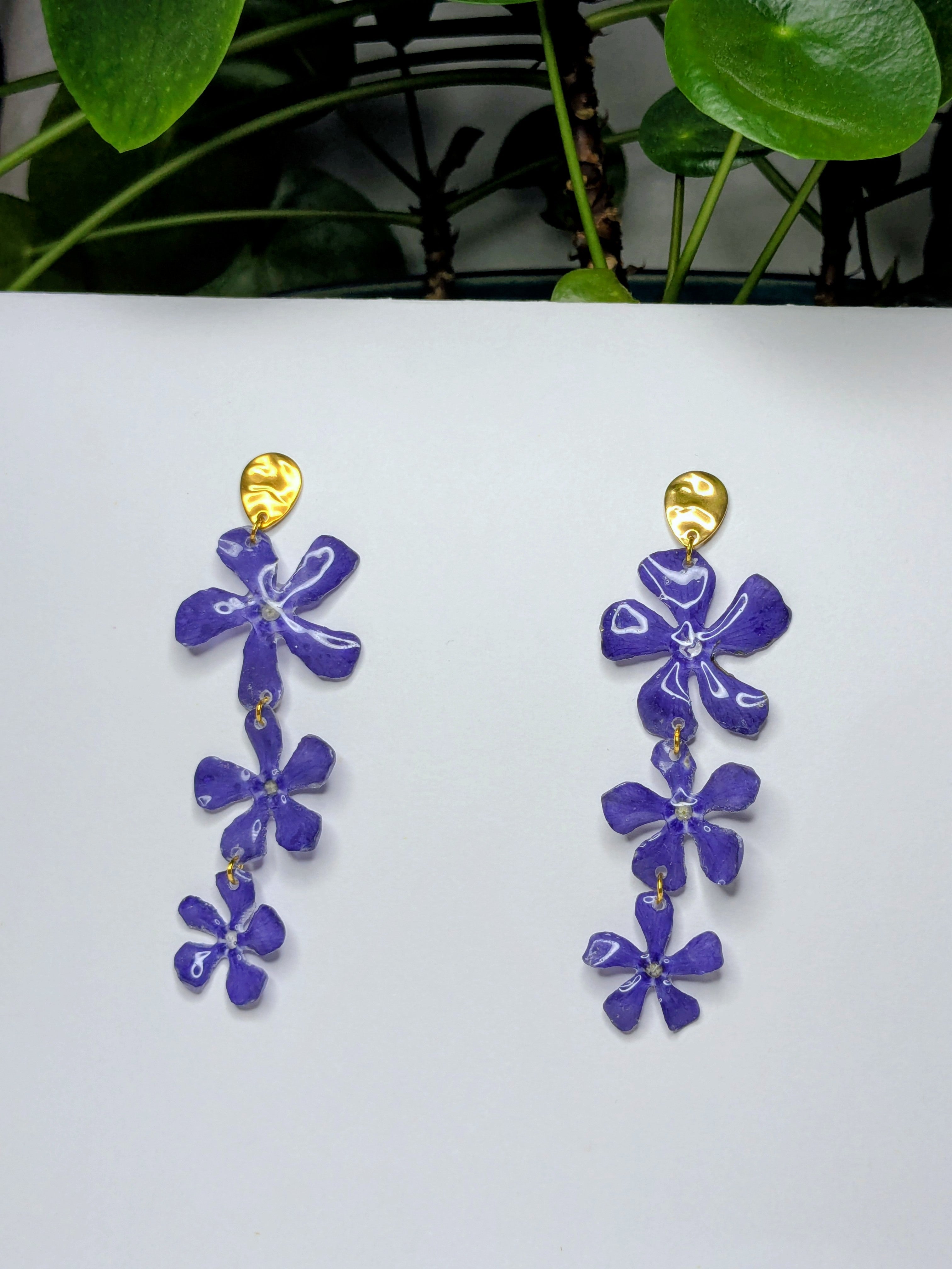 Boucles d'oreilles tombantes Pervenches