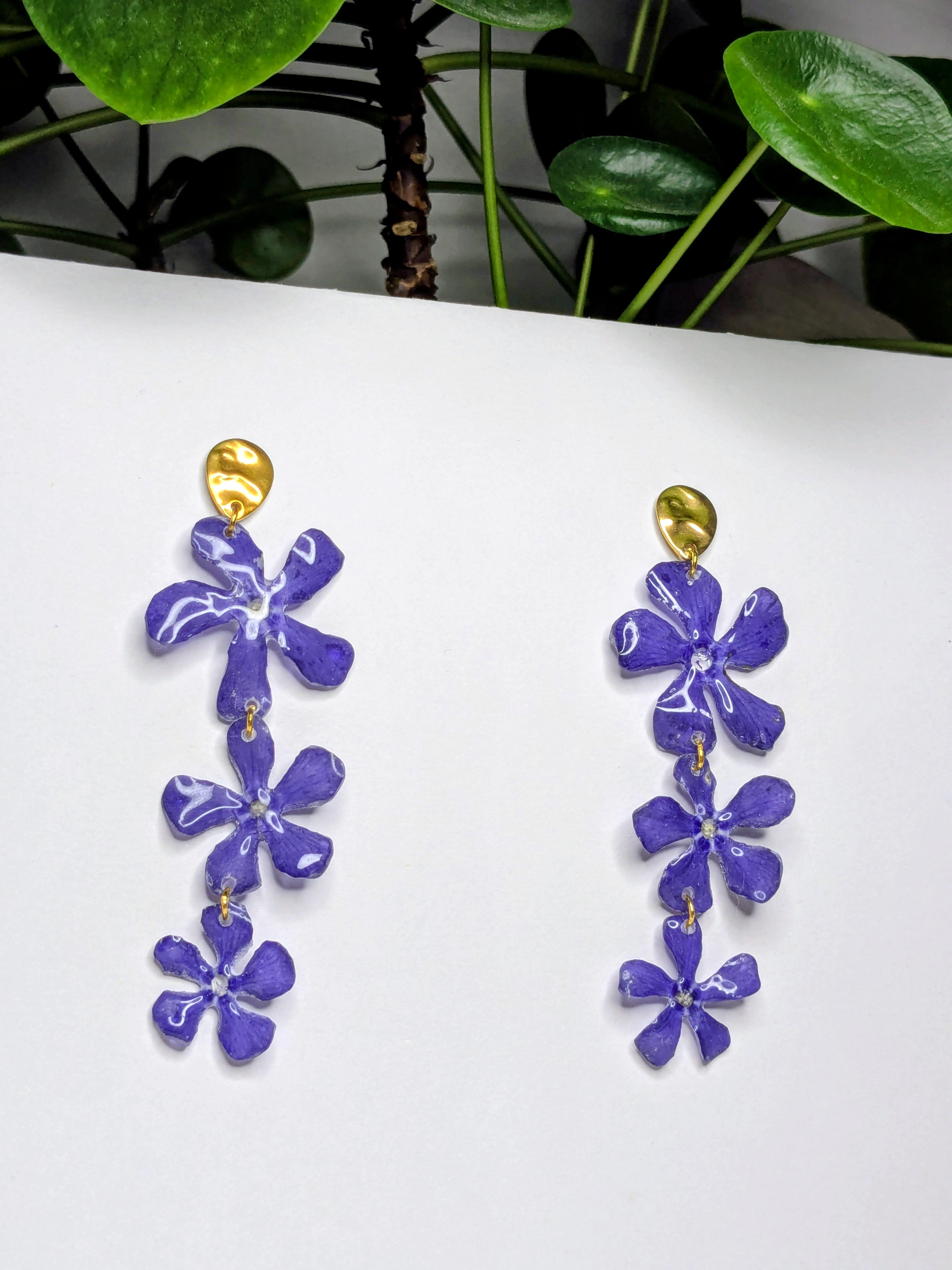 Boucles d'oreilles tombantes Pervenches