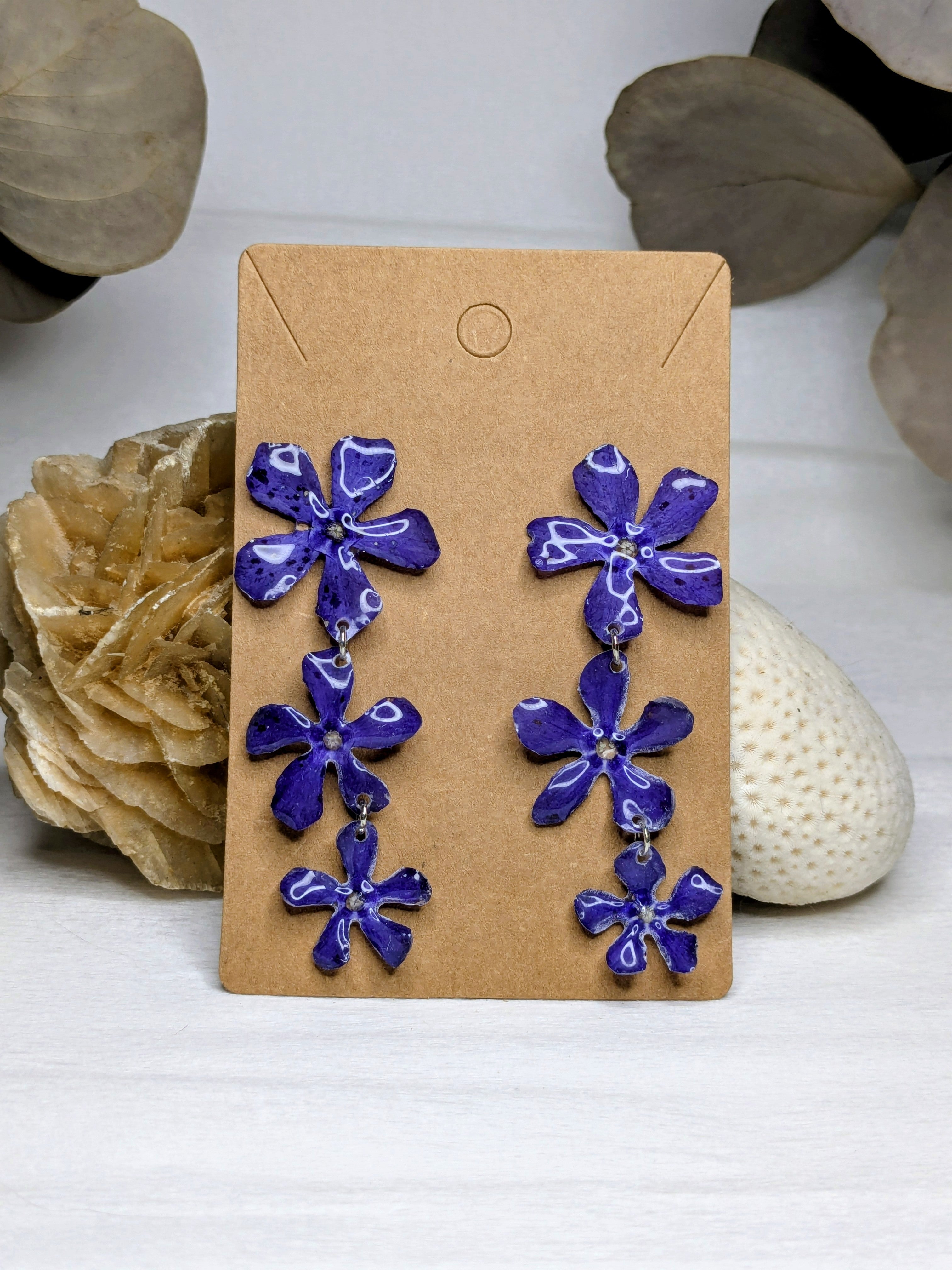 Boucles d'oreilles tombantes Pervenches