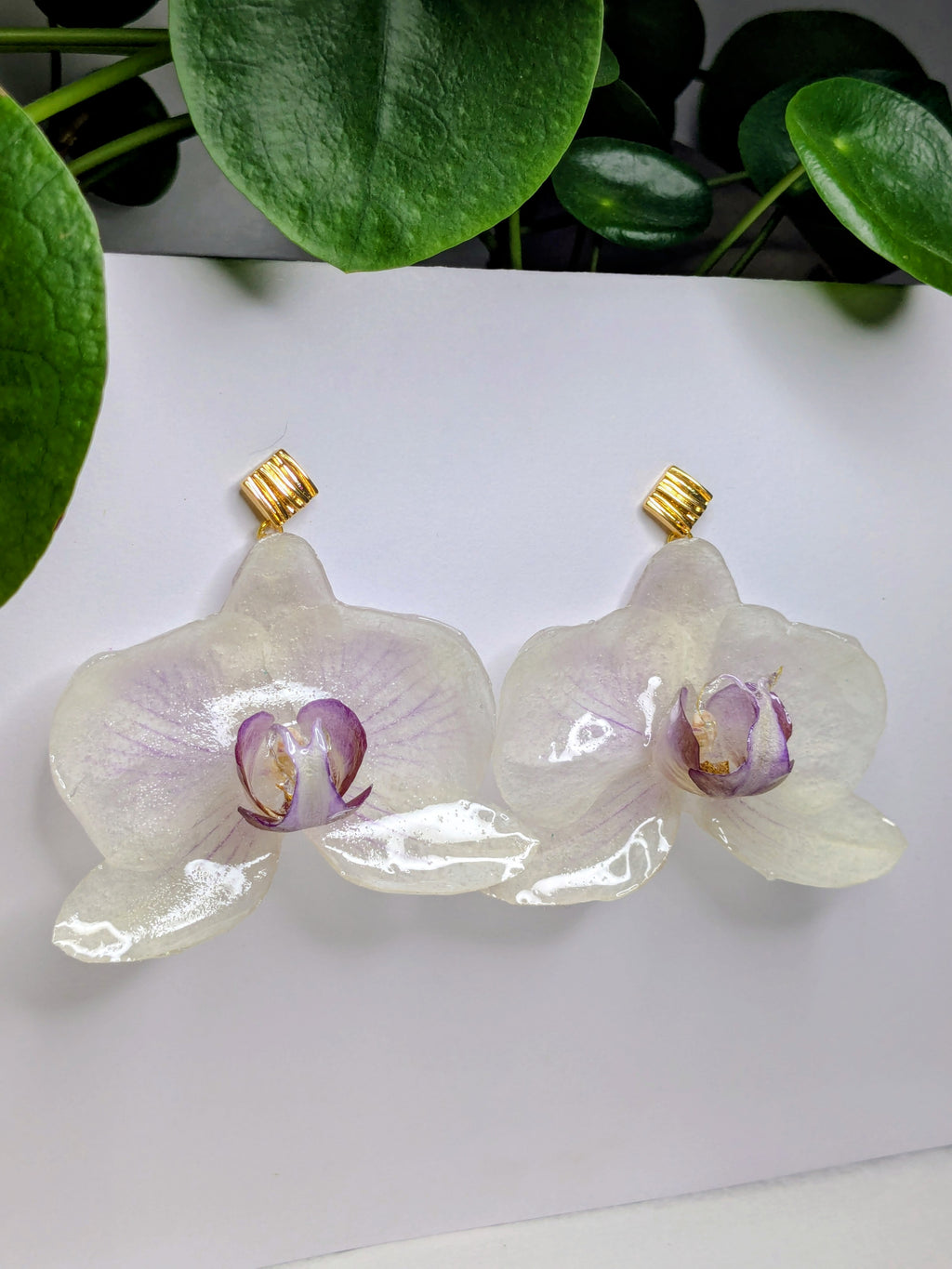 Boucles d'oreilles Orchidées plaqué or