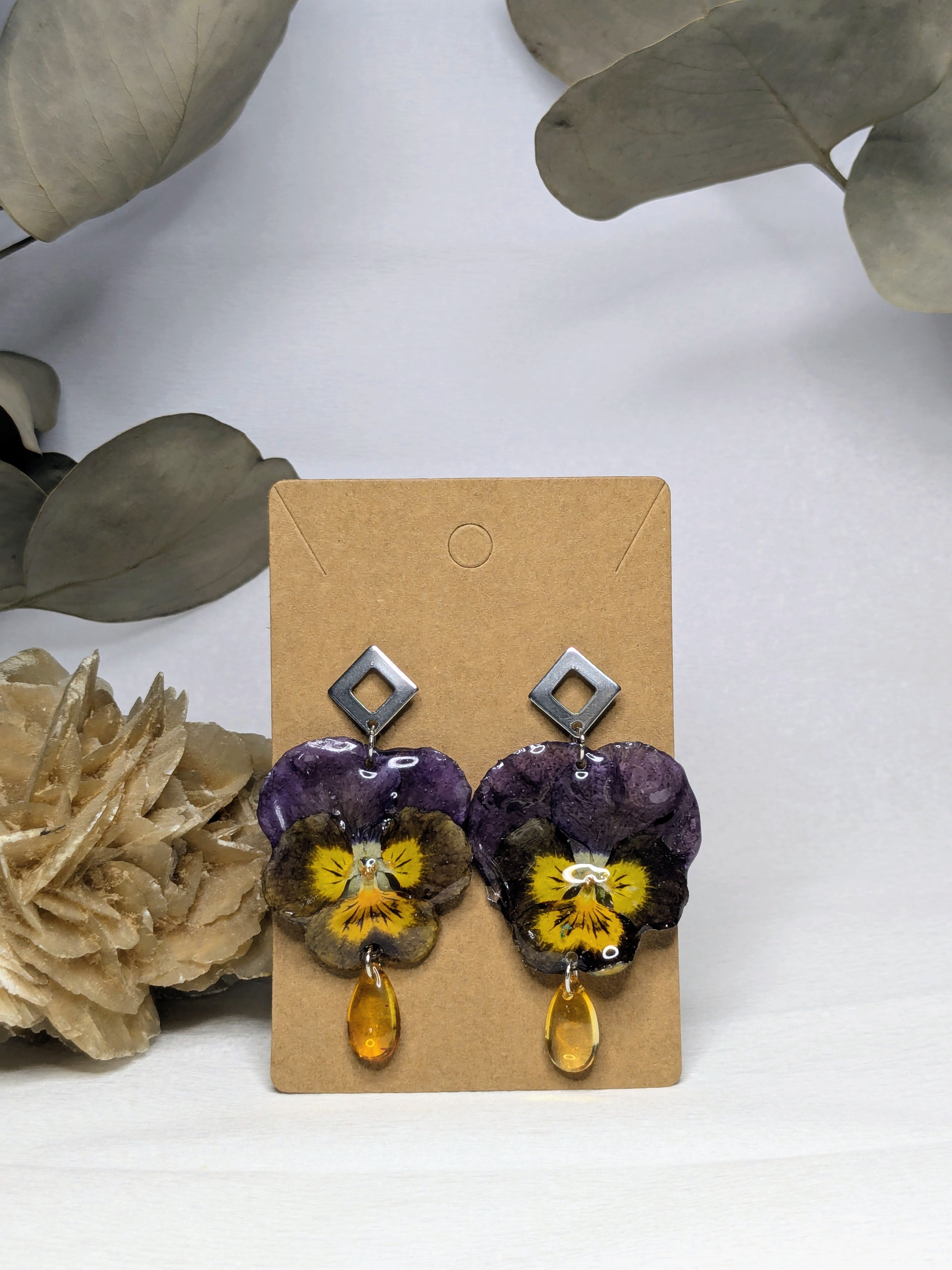 Boucles d'oreilles Sylva Pensées
